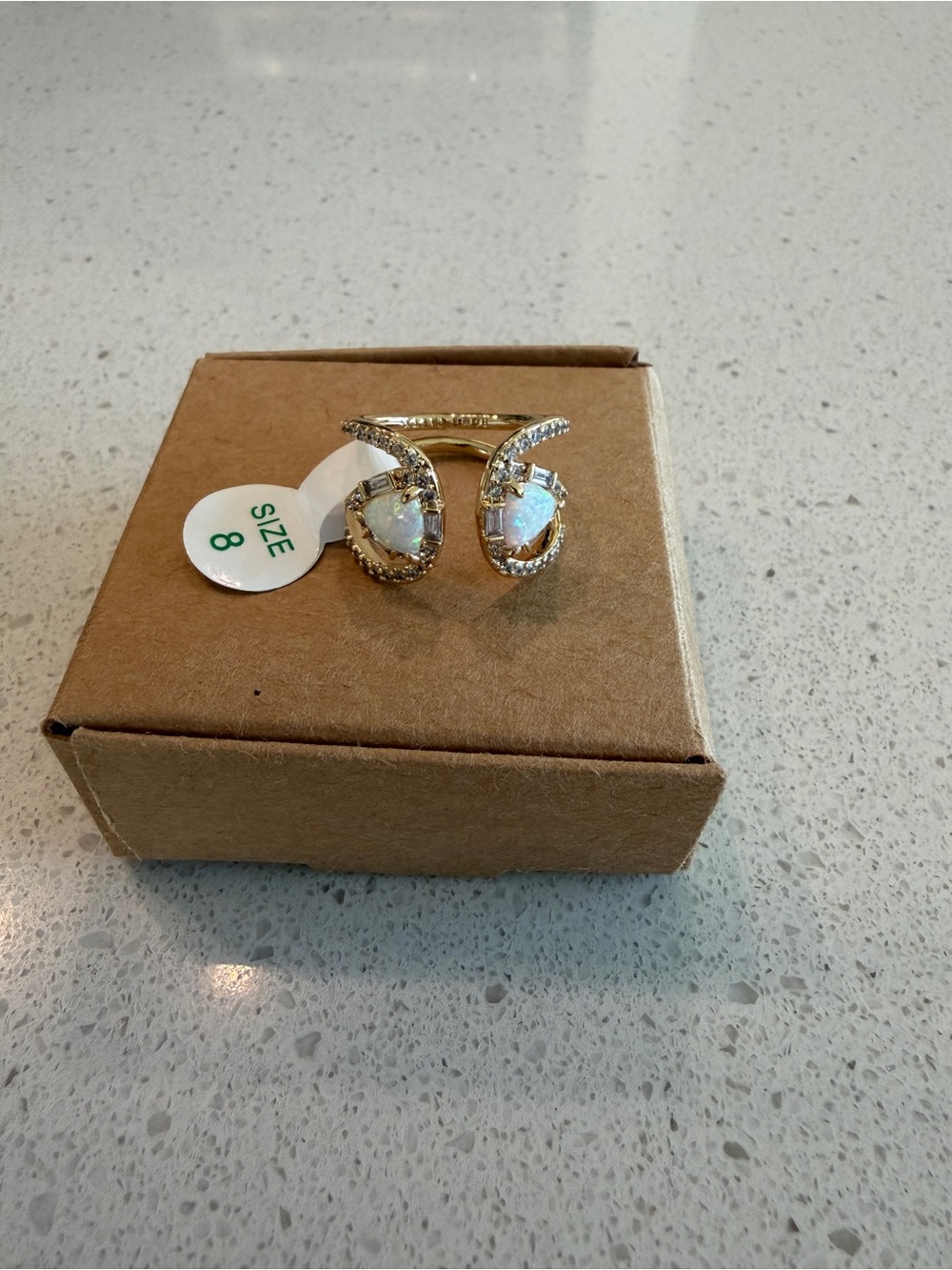 Bomb Party Gold & Milky White Opal Ring